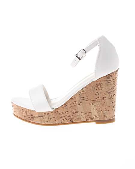 INGNI（イング） 光沢コルクウェッジ／サンダル ｵﾌﾎﾜｲﾄ