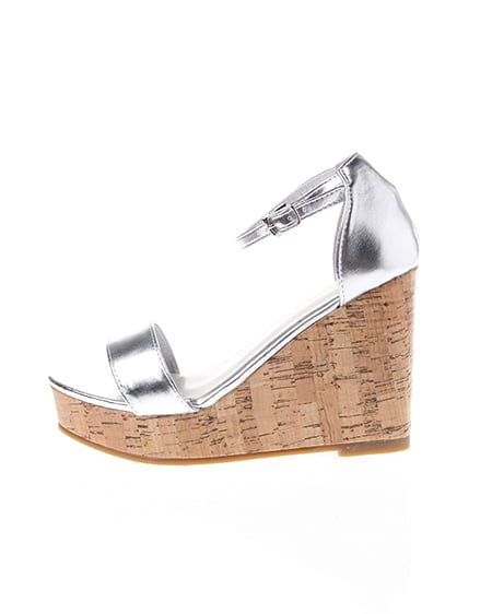 INGNI(イング) 光沢コルクウェッジ/サンダル シルバー