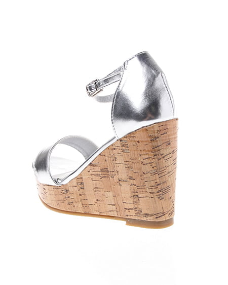INGNI(イング) 光沢コルクウェッジ/サンダル シルバー