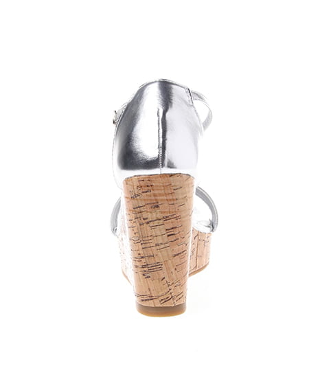 INGNI(イング) 光沢コルクウェッジ/サンダル シルバー