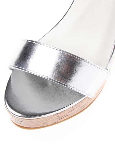 INGNI(イング) 光沢コルクウェッジ/サンダル シルバー