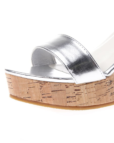 INGNI(イング) 光沢コルクウェッジ/サンダル シルバー