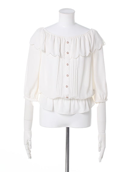 INGNI（イング） フリル衿ピンタック／TOPS ｵﾌﾎﾜｲﾄ