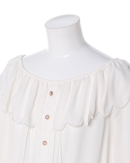 INGNI（イング） フリル衿ピンタック／TOPS ｵﾌﾎﾜｲﾄ