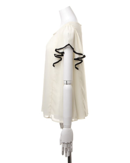 INGNI（イング） 配色フリル袖／TOPS ｵﾌﾎﾜｲﾄ