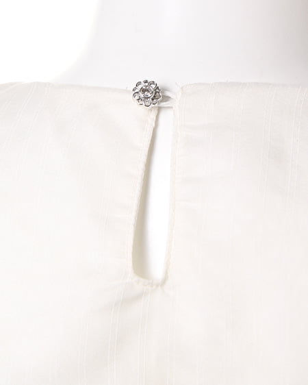 INGNI（イング） 袖フリルシアーストライプT／ブラウス ｵﾌﾎﾜｲﾄ