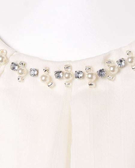 INGNI（イング） 袖フリルシアーストライプT／ブラウス ｵﾌﾎﾜｲﾄ