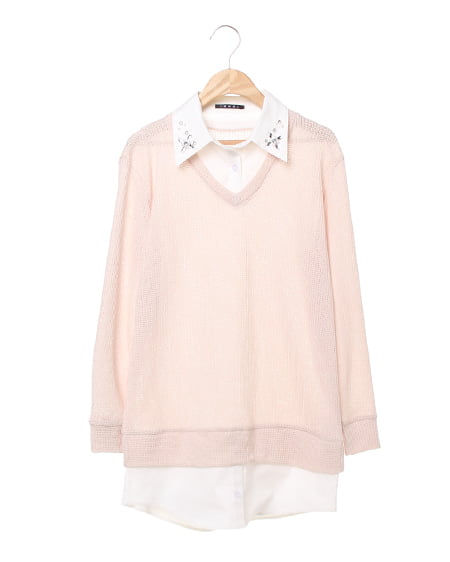 INGNI(イング) 畦シャツ付／TOPS ﾍﾞｰｼﾞｭ