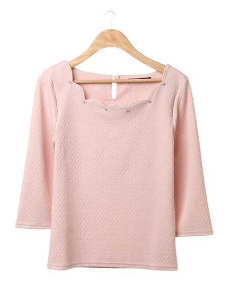 INGNI(イング) スカラップオフショル／Tシャツ7分 ﾋﾟﾝｸ