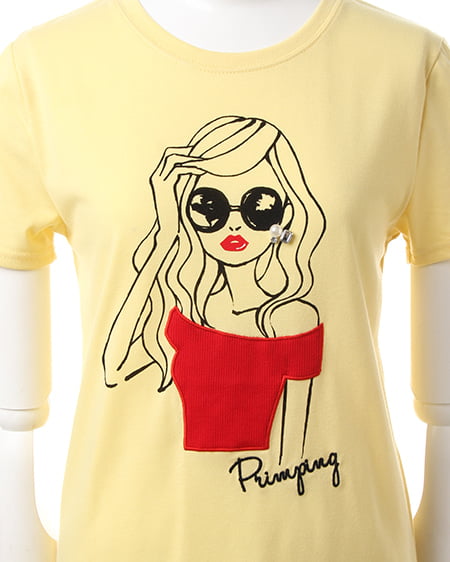 INGNI(イング) レトロガール/TシャツB イエロー