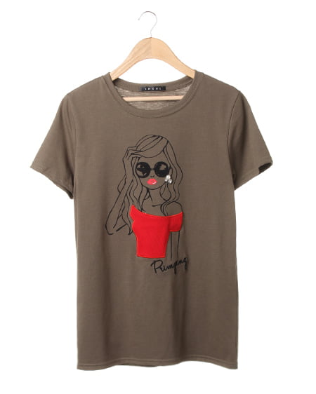 INGNI(イング) レトロガール／TシャツB ｶｰｷ