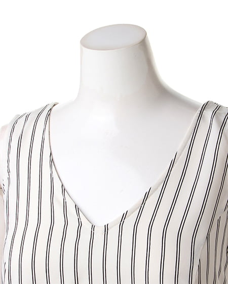 INGNI（イング） BACKリボンストライプノースリ／TOPS ｵﾌﾎﾜｲﾄ/ｸﾛ