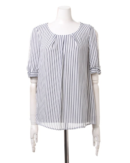 INGNI（イング） 袖リボンストライプ／TOPS ｵﾌﾎﾜｲﾄ/ｺﾝ