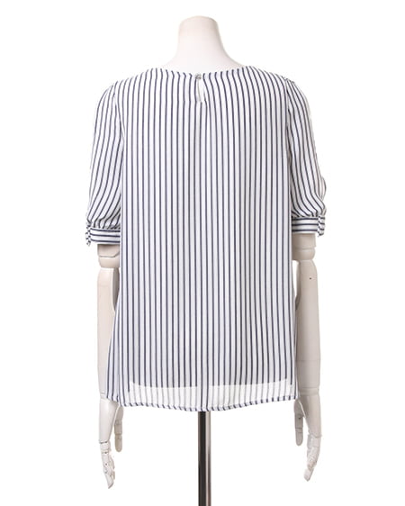 INGNI（イング） 袖リボンストライプ／TOPS ｵﾌﾎﾜｲﾄ/ｺﾝ