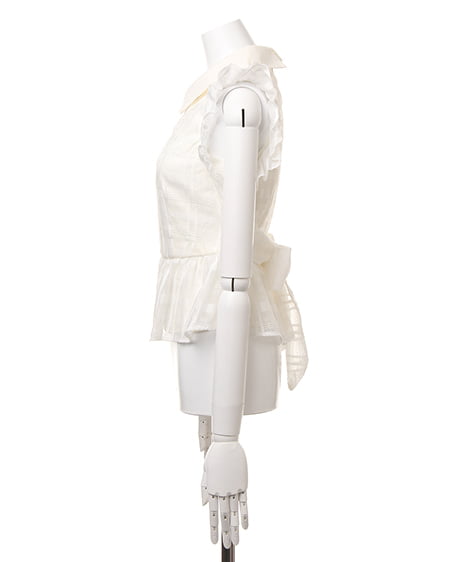 INGNI（イング） 衿付シアーチェック／ブラウス ｵﾌﾎﾜｲﾄ