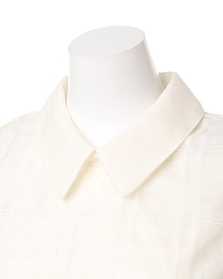 INGNI（イング） 衿付シアーチェック／ブラウス ｵﾌﾎﾜｲﾄ