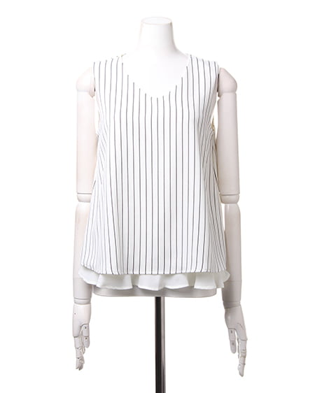 INGNI（イング） ストライプノースリ／TOPS ｵﾌﾎﾜｲﾄ/ｸﾛ