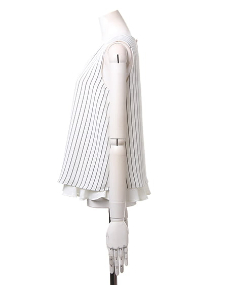 INGNI（イング） ストライプノースリ／TOPS ｵﾌﾎﾜｲﾄ/ｸﾛ