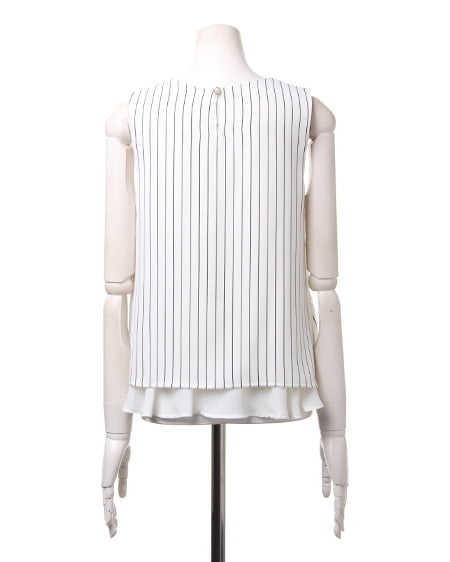 INGNI（イング） ストライプノースリ／TOPS ｵﾌﾎﾜｲﾄ/ｸﾛ