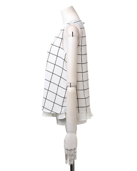 INGNI（イング） ストライプノースリ／TOPS ｵﾌﾎﾜｲﾄ/ﾁｪｯｸ