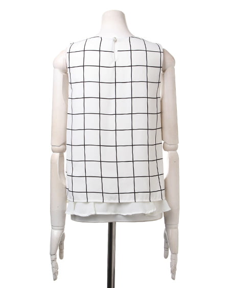 INGNI（イング） ストライプノースリ／TOPS ｵﾌﾎﾜｲﾄ/ﾁｪｯｸ