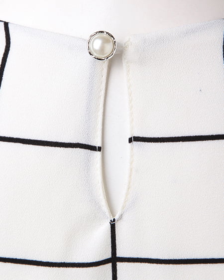 INGNI（イング） ストライプノースリ／TOPS ｵﾌﾎﾜｲﾄ/ﾁｪｯｸ