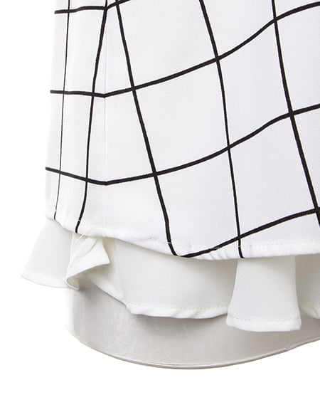 INGNI（イング） ストライプノースリ／TOPS ｵﾌﾎﾜｲﾄ/ﾁｪｯｸ