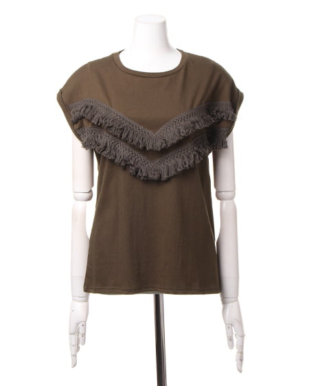 INGNI（イング） フリンジ／Tシャツ ｶｰｷ