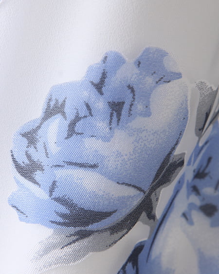 INGNI（イング） 衿付花柄オーガンジーTシャツ／ブラウス ｵﾌﾎﾜｲﾄ/ﾌﾞﾙｰ