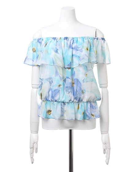 INGNI（イング） 花柄シフォンオフショル／TOPS ﾌﾞﾙｰ