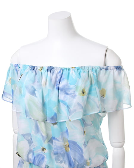 INGNI（イング） 花柄シフォンオフショル／TOPS ﾌﾞﾙｰ