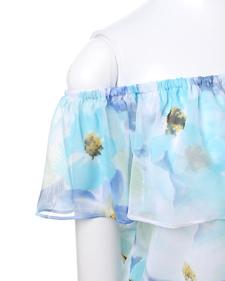 INGNI（イング） 花柄シフォンオフショル／TOPS ﾌﾞﾙｰ