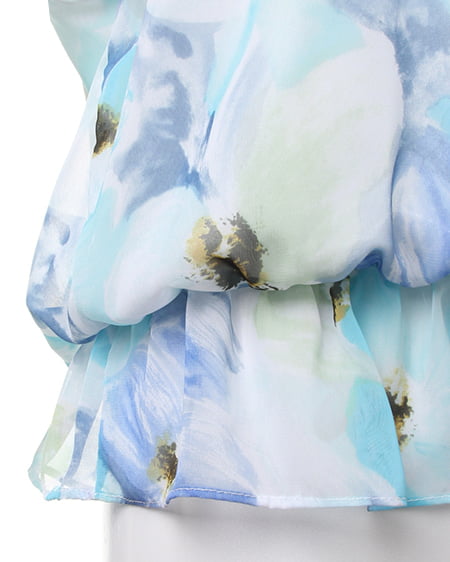 INGNI（イング） 花柄シフォンオフショル／TOPS ﾌﾞﾙｰ