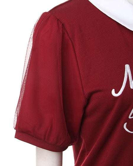 INGNI（イング） 衿付袖チュールロゴ／TOPS ﾎﾞﾙﾄﾞｰ