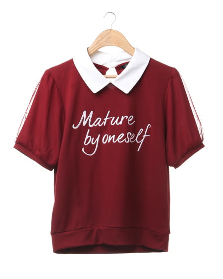 INGNI(イング) 衿付袖チュールロゴ／TOPS ﾎﾞﾙﾄﾞｰ