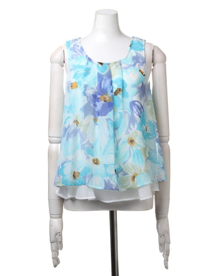 INGNI（イング） 花柄ノースリ／TOPS ﾌﾞﾙｰ