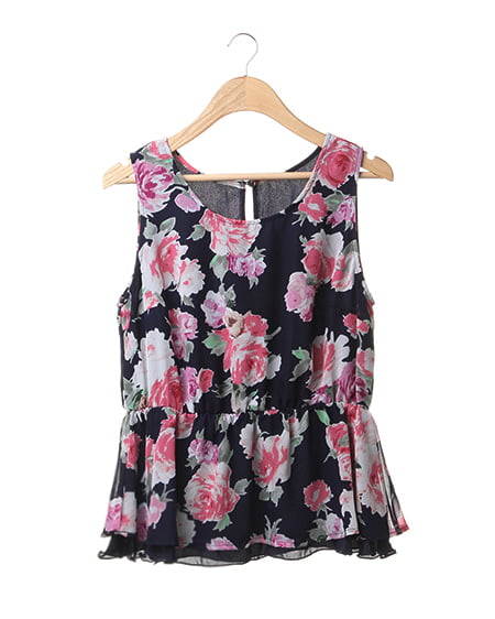 INGNI(イング) 花柄シフォンペプラム／TOPS ｺﾝ