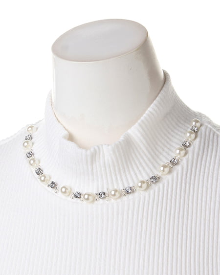 INGNI（イング） H／Nパール付フリル袖／TOPS ｵﾌﾎﾜｲﾄ