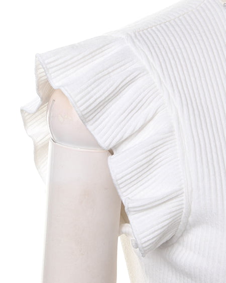 INGNI（イング） H／Nパール付フリル袖／TOPS ｵﾌﾎﾜｲﾄ