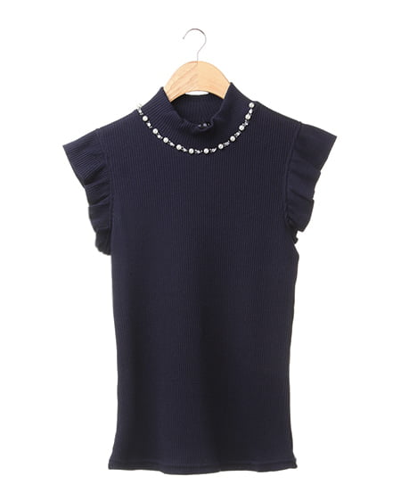 H／Nパール付フリル袖／TOPS
