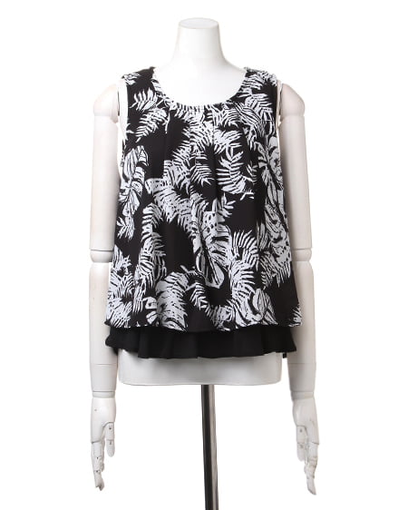 INGNI（イング） モノトーンリーフ柄／TOPS ｸﾛ