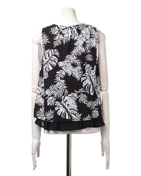 INGNI（イング） モノトーンリーフ柄／TOPS ｸﾛ