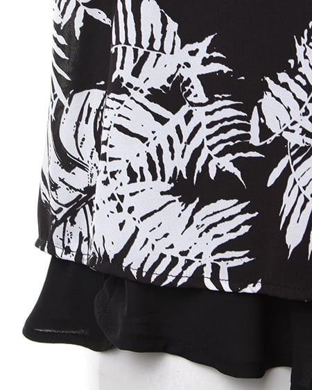 INGNI（イング） モノトーンリーフ柄／TOPS ｸﾛ