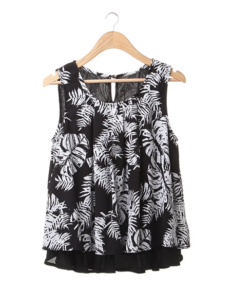 INGNI(イング) モノトーンリーフ柄／TOPS ｸﾛ