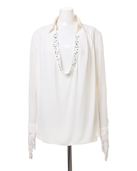 INGNI（イング） 装飾付スキッパー／シャツ ｵﾌﾎﾜｲﾄ