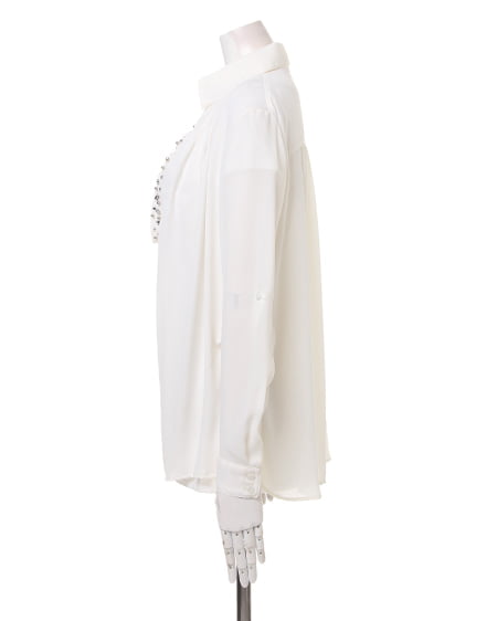 INGNI（イング） 装飾付スキッパー／シャツ ｵﾌﾎﾜｲﾄ