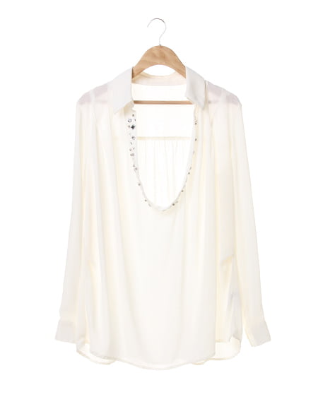 INGNI(イング) 装飾付スキッパー／シャツ ｵﾌﾎﾜｲﾄ