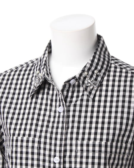 INGNI（イング） チェック柄ロング／シャツA ｸﾛ/ｷﾞﾝｶﾞﾑ