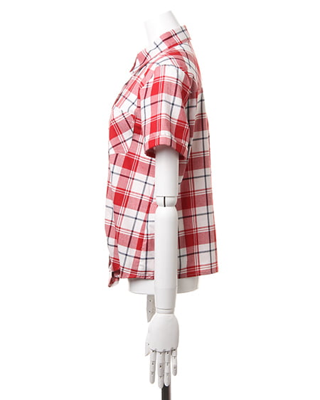 INGNI（イング） 前結びチェック柄／半袖シャツ ｱｶ