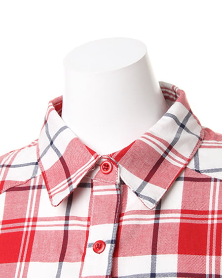 INGNI（イング） 前結びチェック柄／半袖シャツ ｱｶ